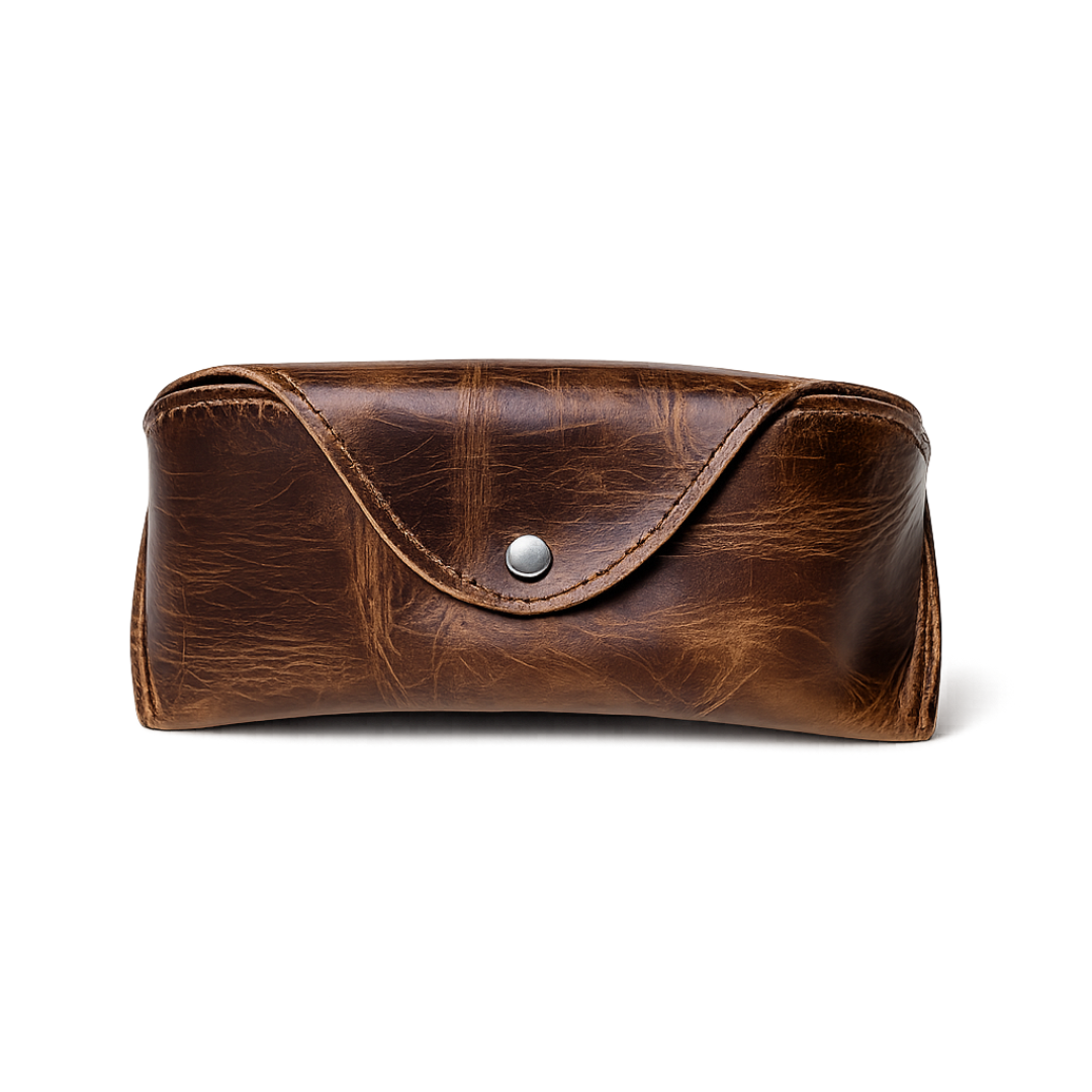 Genuine Leather Soft Glasses Case - Grizzly Brown or Dark Brown