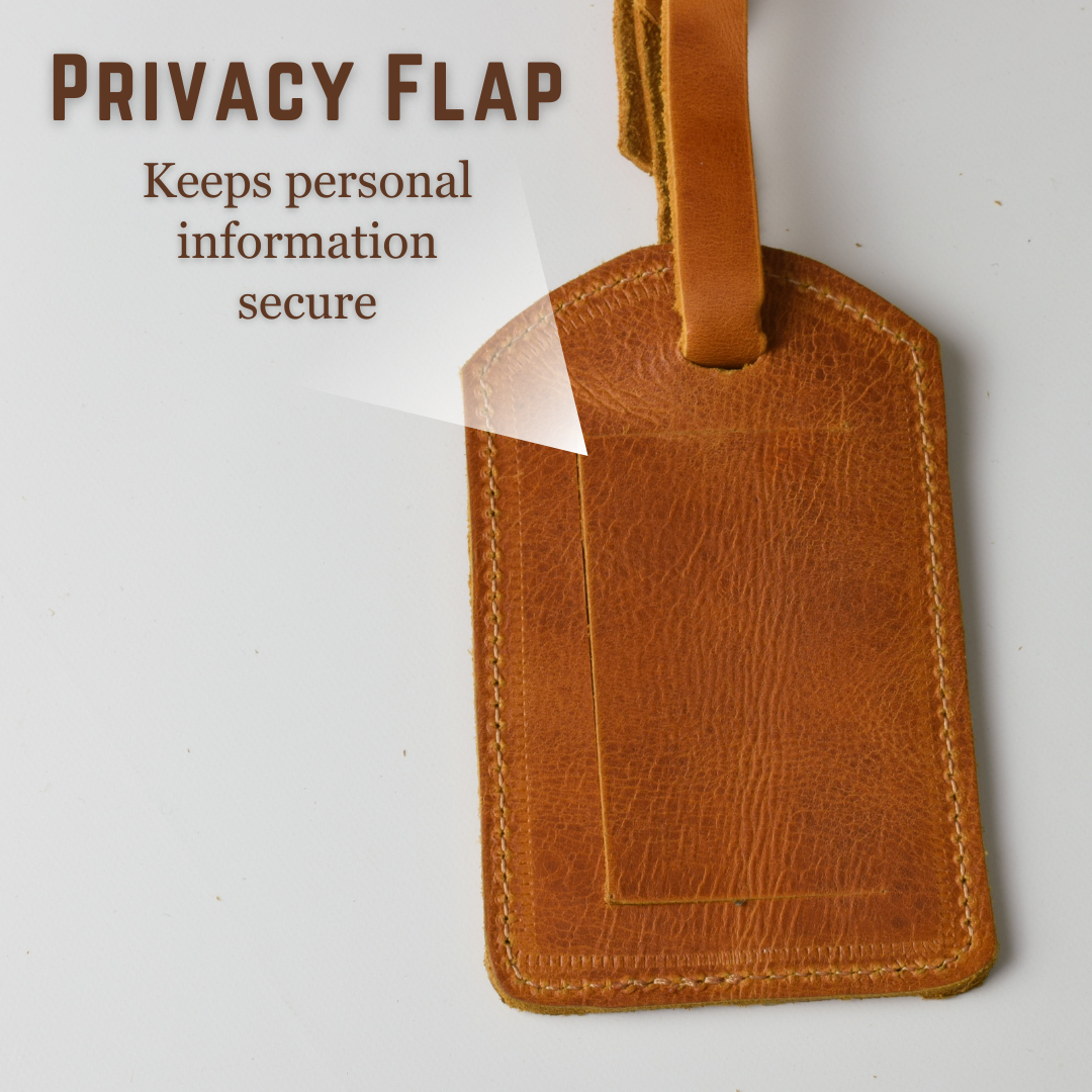 brown orange leather luggage tag