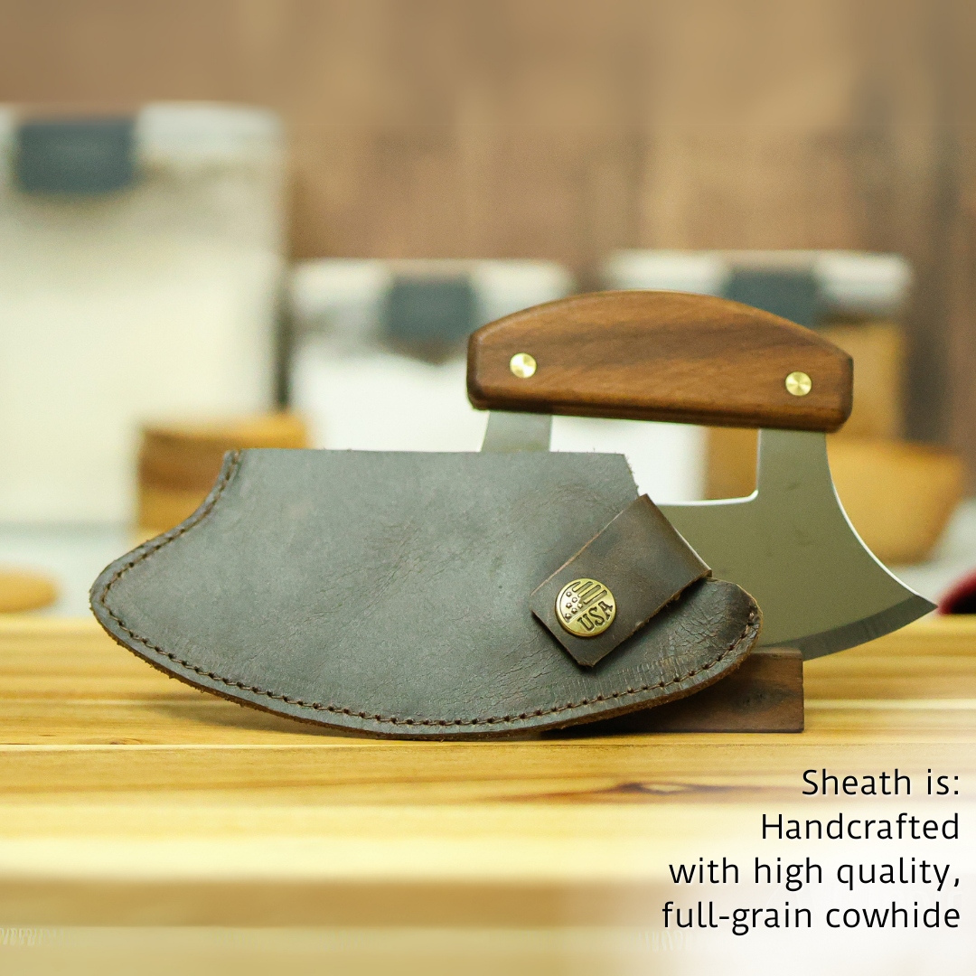 Dark Brown leather ulu sheath for 6 inch ulu