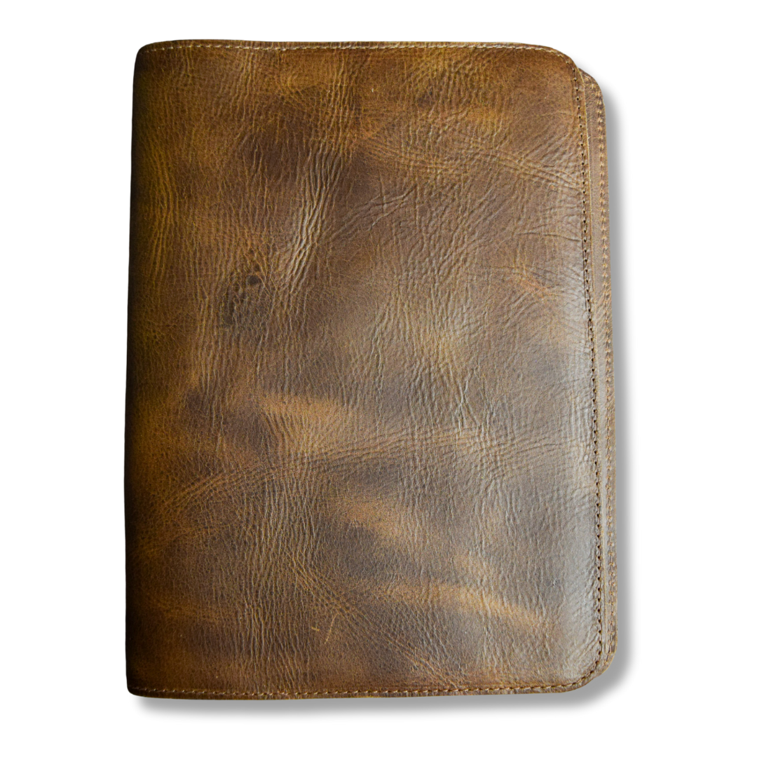 Large Leather Journal / Notebook Cover with Lined Insert - Grizzly Brown Leather