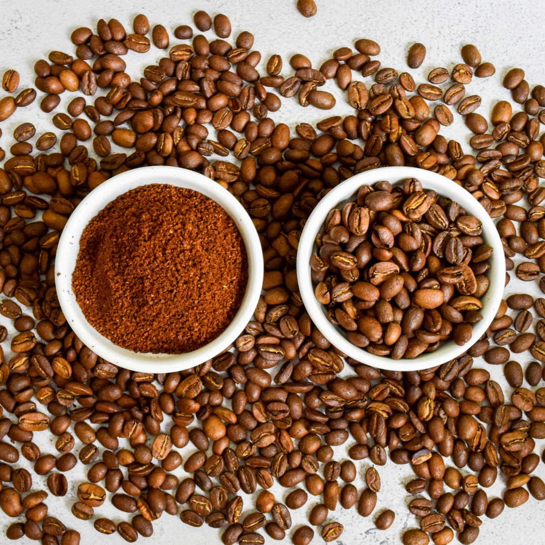 Medium roast Coffee - grounds and beans