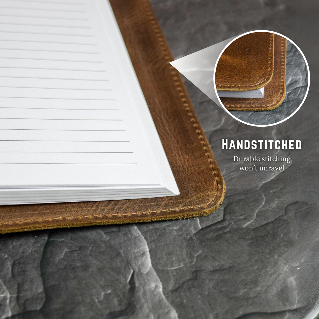 Large Leather Journal / Notebook Cover with Lined Insert - Grizzly Brown Leather