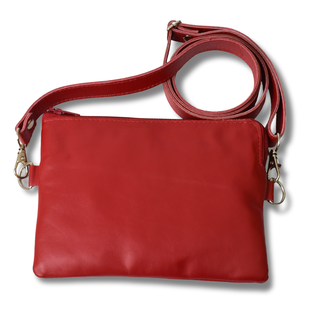 Little Red Leather Purse Small Crossbody or Shoulder Bag World Orphans Market