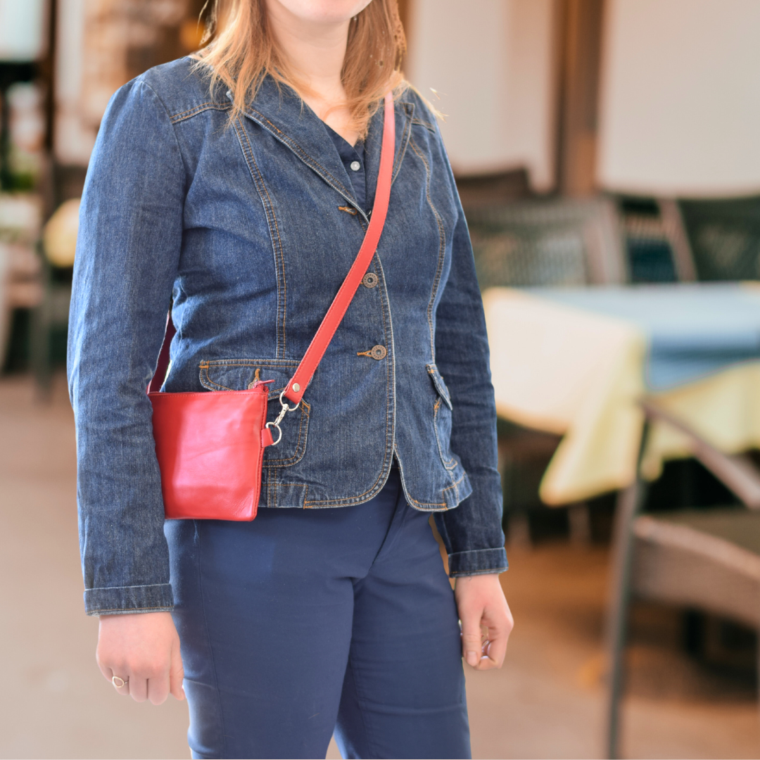 Little Red Leather Purse Small Crossbody or Shoulder Bag World Orphans Market