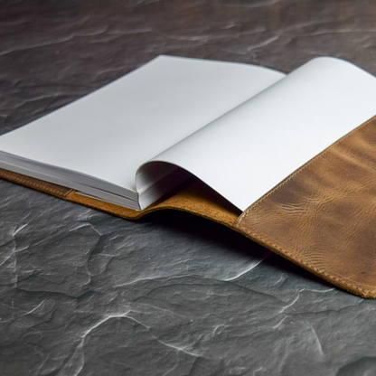 Large Leather Journal  / Notebook Cover with Lined Insert - Grizzly Brown Leather