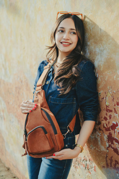 Mahogany Leather Sling Bag / Crossbody Purse