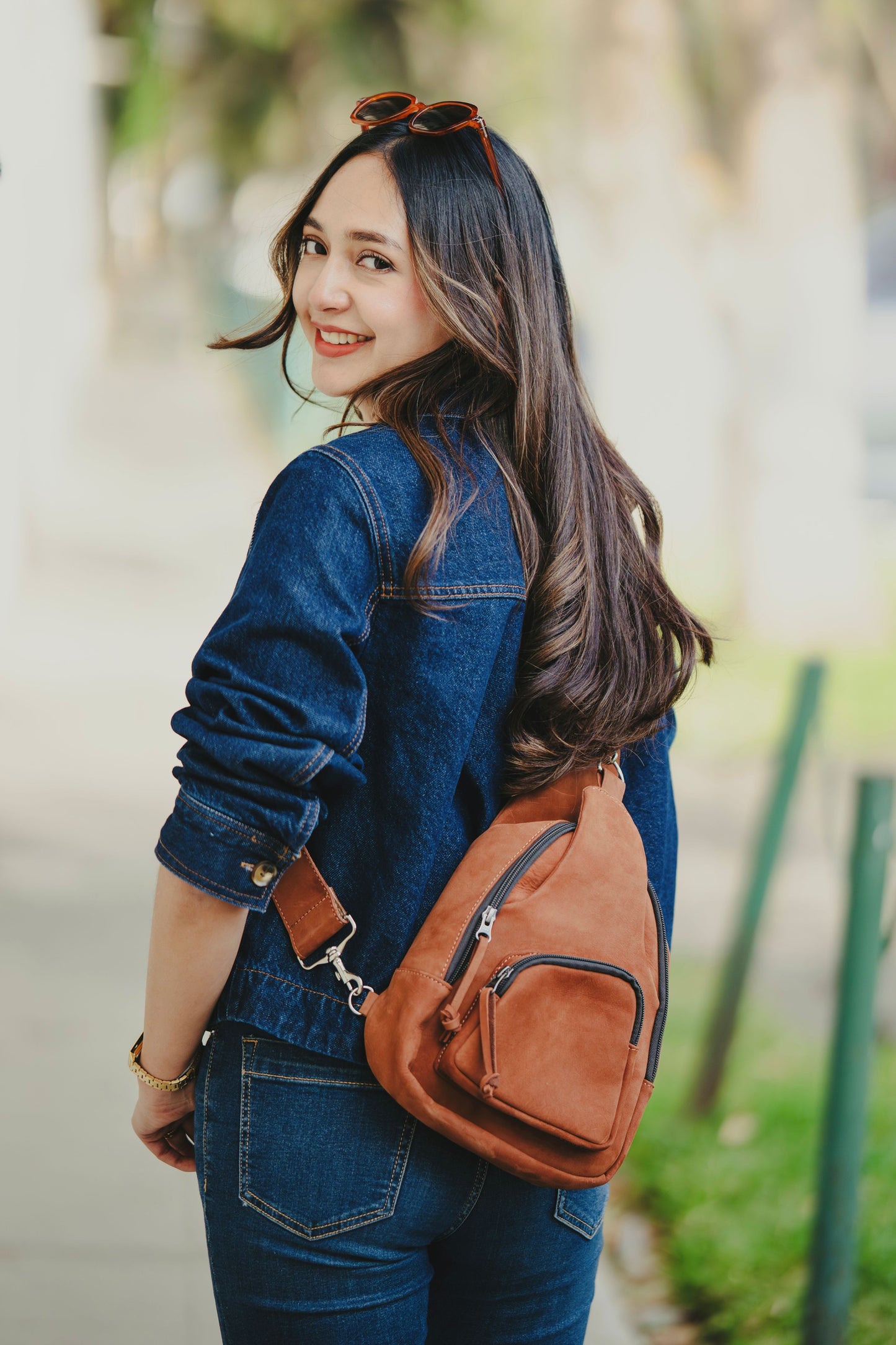 Mahogany Leather Sling Bag / Crossbody Purse