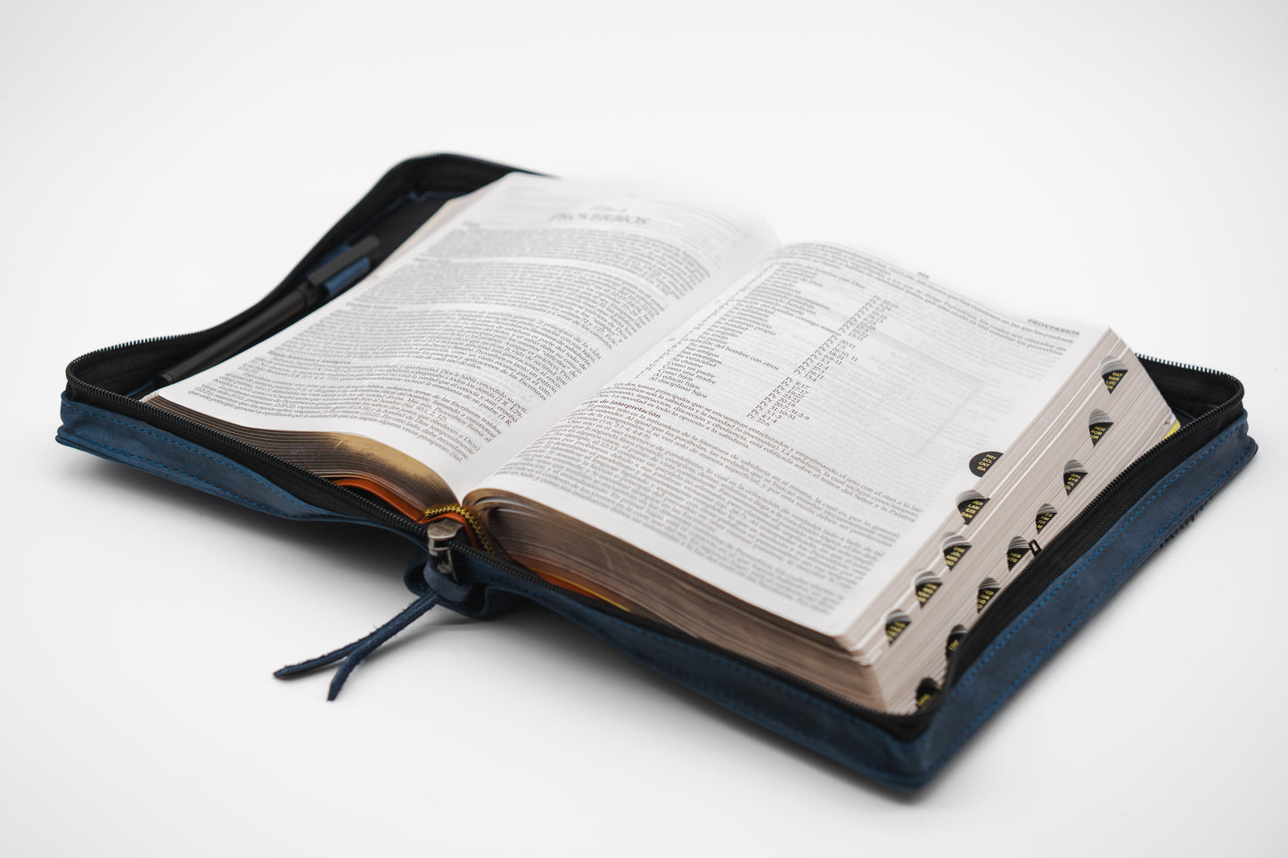 Crazy Blue Full Grain, Natural Leather Bible Cover / Case with Zipper by World Orphans