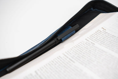 Crazy Blue Full Grain, Natural Leather Bible Cover / Case with Zipper by World Orphans