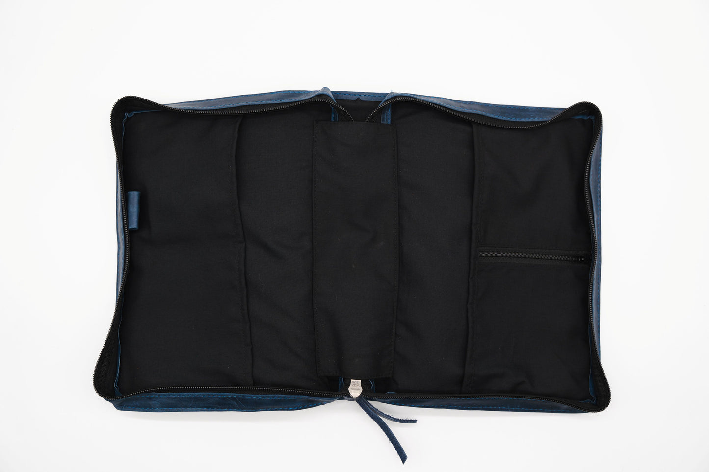 Crazy Blue Full Grain, Natural Leather Bible Cover / Case with Zipper by World Orphans