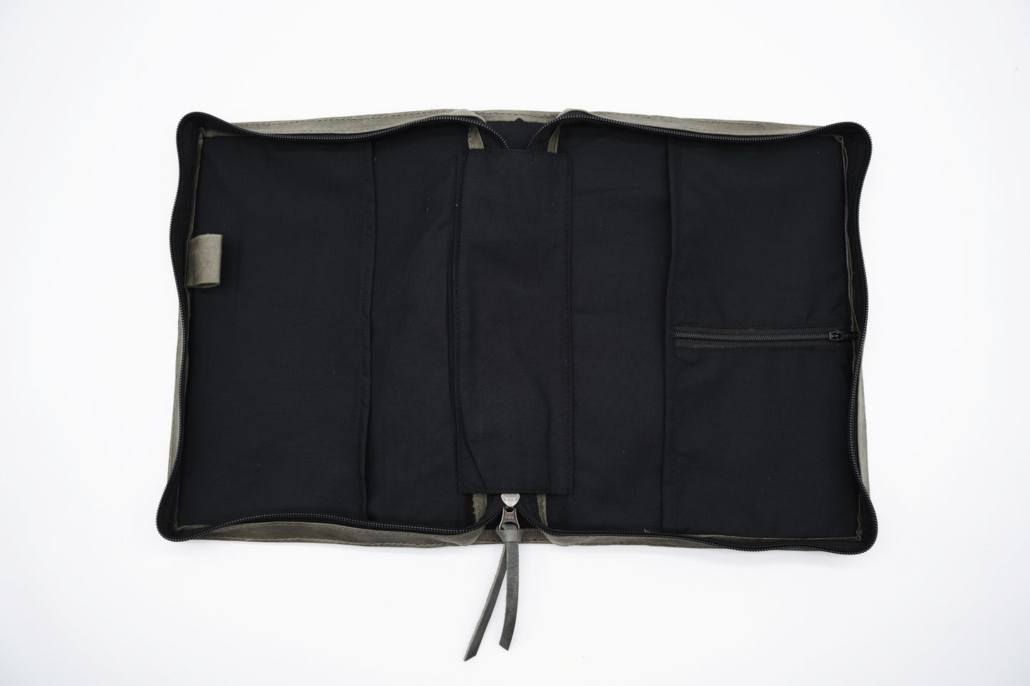 Gray Full Grain, Natural Leather Bible Cover / Case with Zipper
