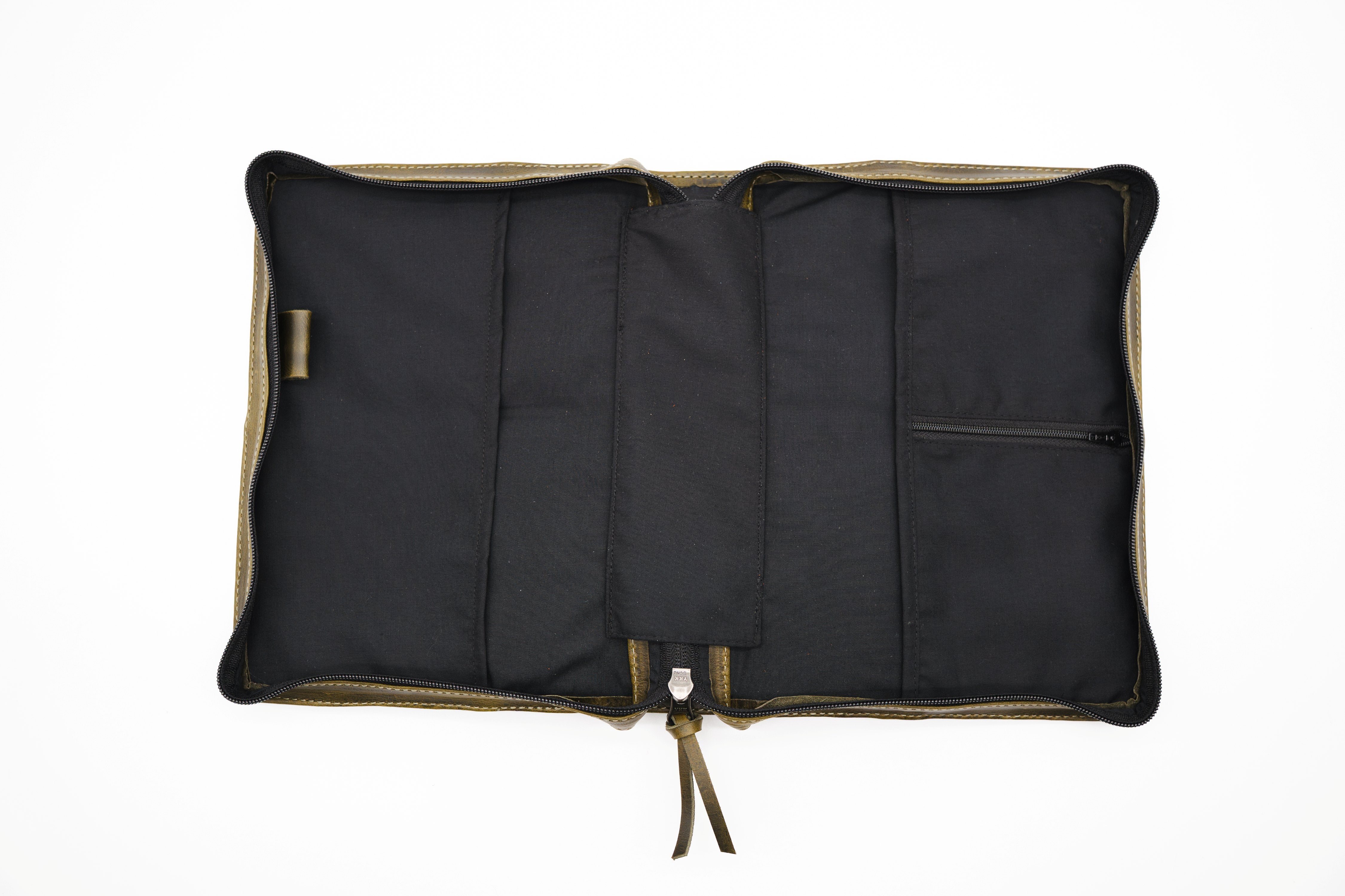 Dark Green Full Grain, Natural Leather Bible Cover / Case with