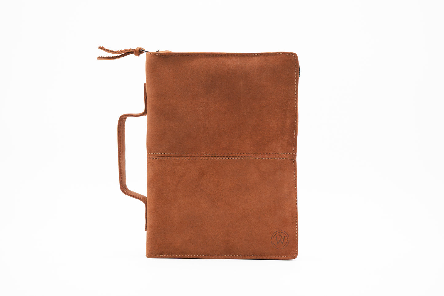 Mahogany Full Grain, Natural Leather Bible Cover / Case with Zipper