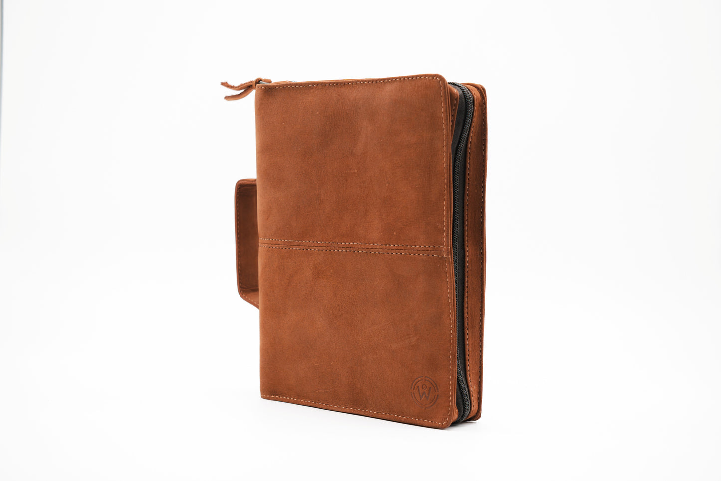 Mahogany Full Grain, Natural Leather Bible Cover / Case with Zipper