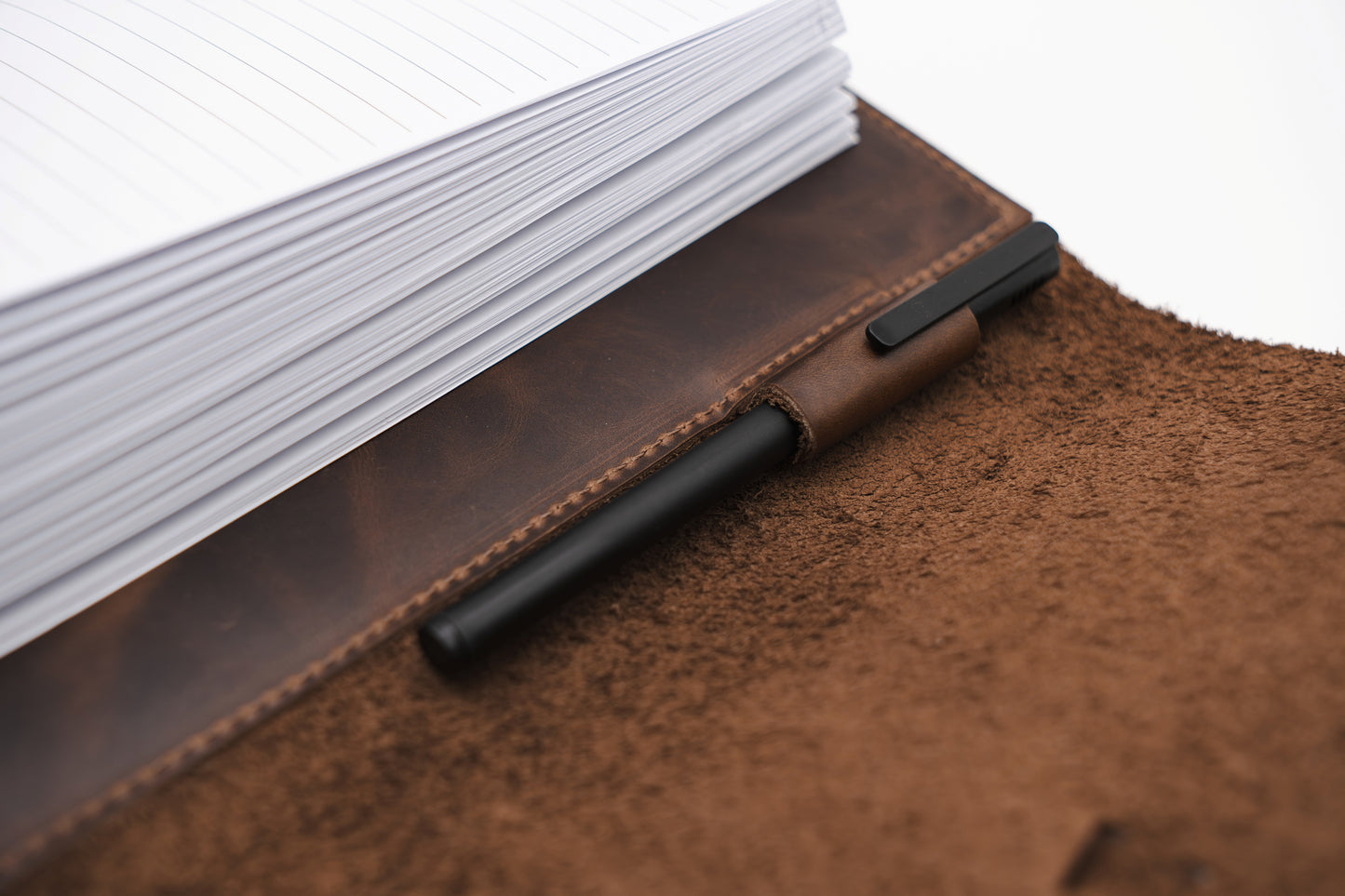 Full Grain, Handmade Leather Journal With Strap Closure - Grizzly Brown Leather