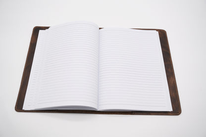 Large Leather Journal  / Notebook Cover with Lined Insert - Grizzly Brown Leather