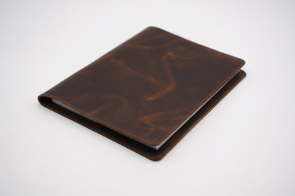 Large Leather Journal  / Notebook Cover with Lined Insert - Grizzly Brown Leather
