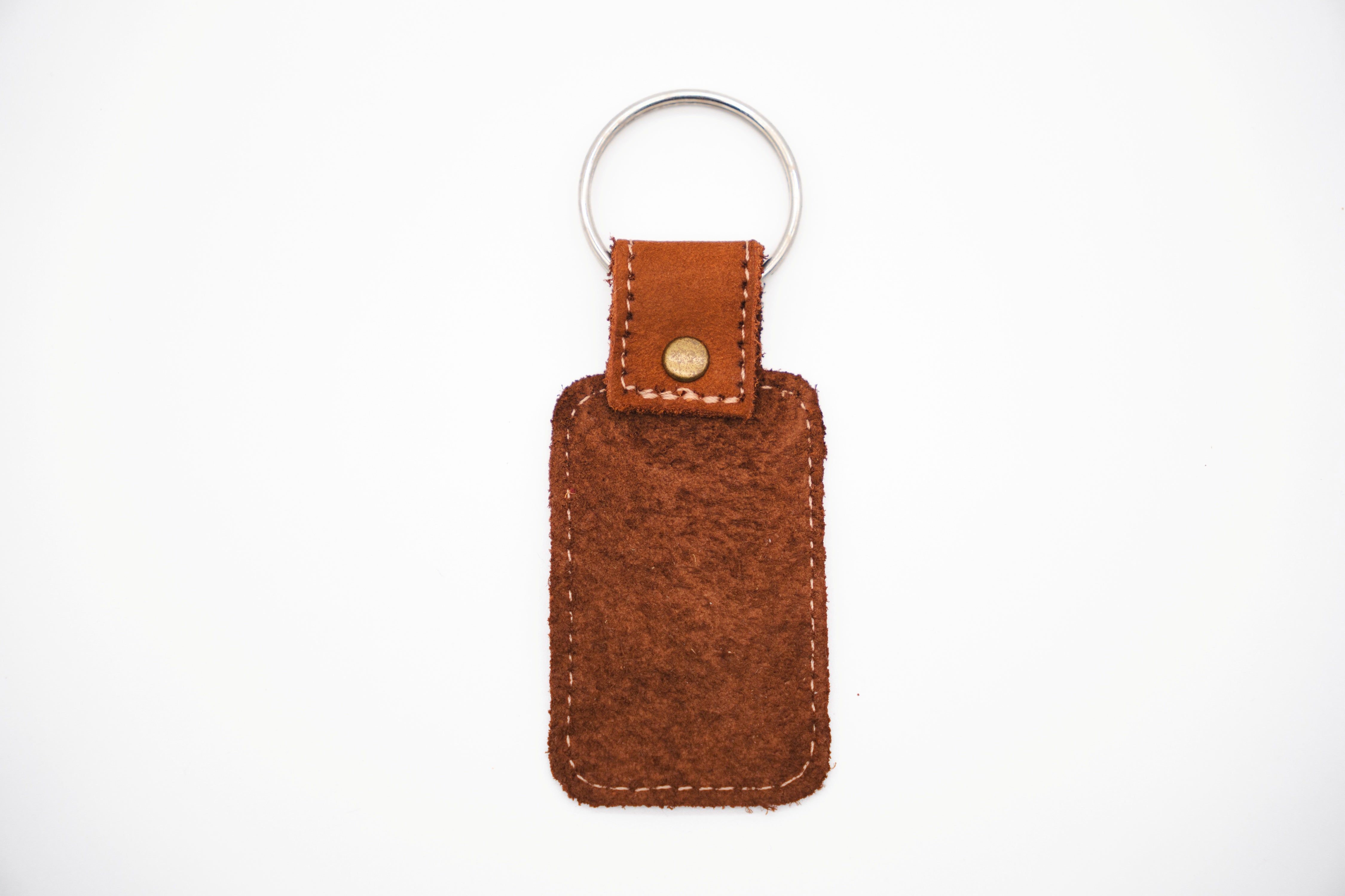 Mahogany Full Grain Leather Keychain with Personalized World