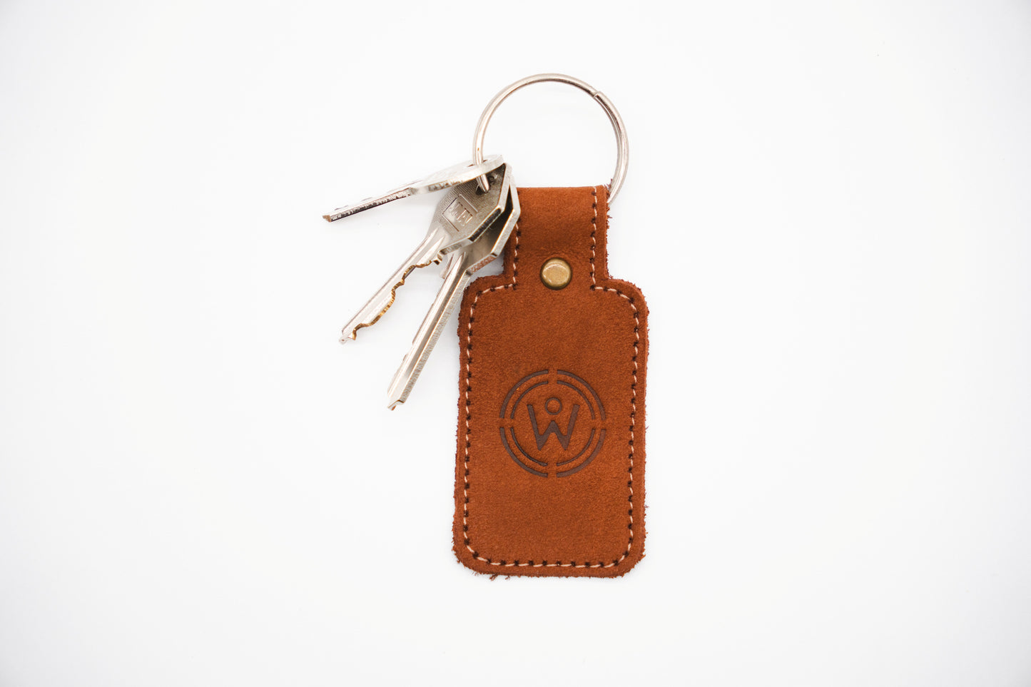 Mahogany Full Grain Leather Keychain with Personalized World Orphan Logo