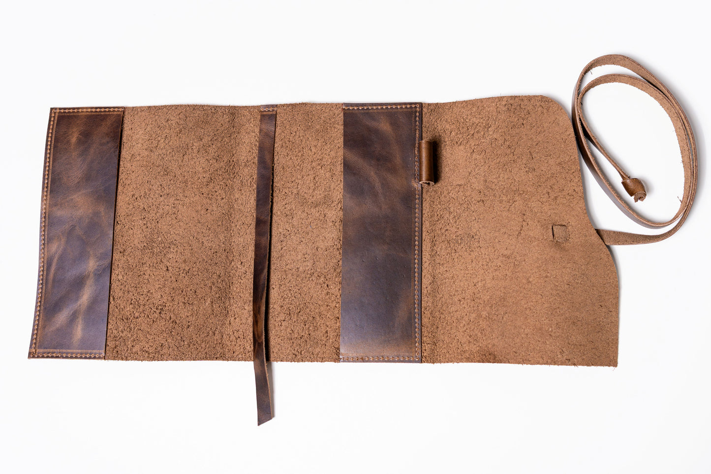 Full Grain, Handmade Leather Journal With Strap Closure - Grizzly Brown Leather