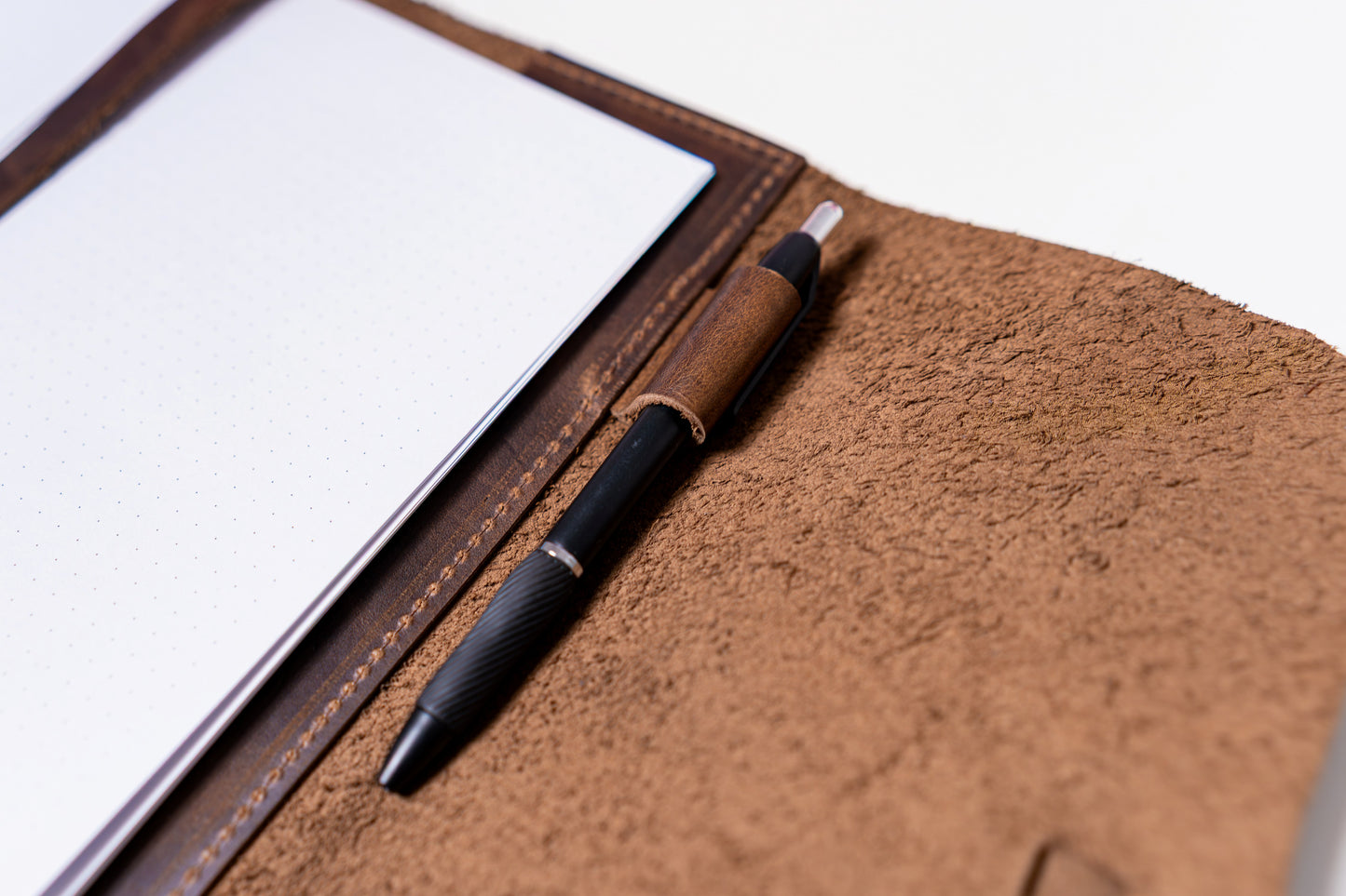 Full Grain, Handmade Leather Journal With Strap Closure - Grizzly Brown Leather