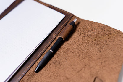 Full Grain, Handmade Leather Journal With Strap Closure - Grizzly Brown Leather