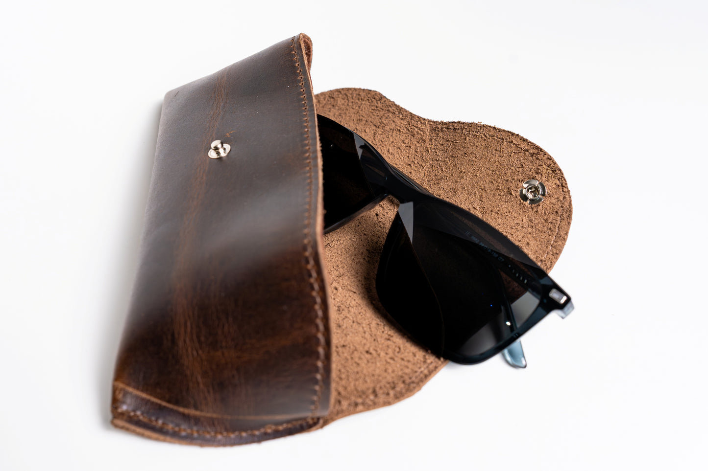 Genuine Leather Soft Glasses Case - Grizzly Brown or Dark Brown Leather