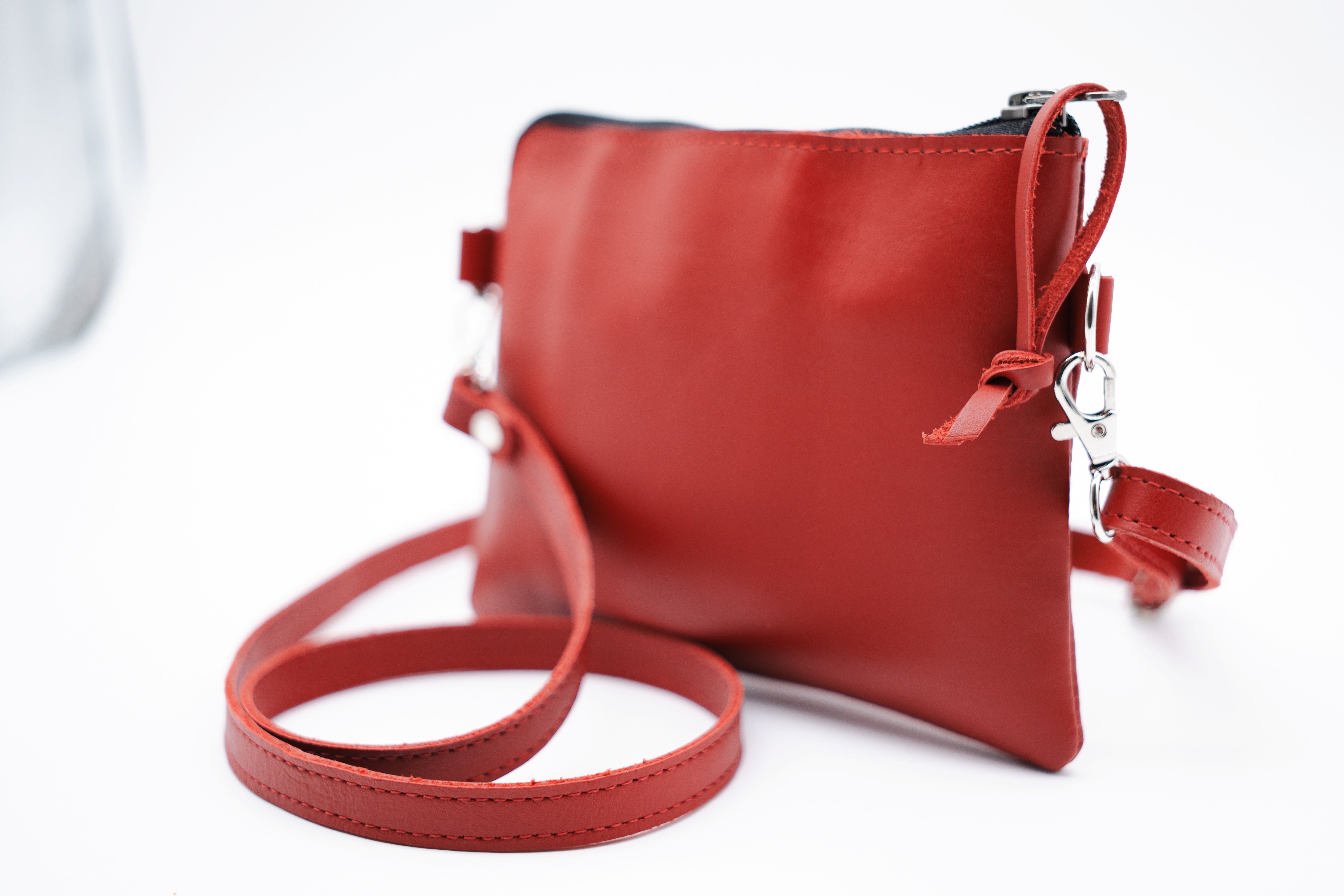 Little Red Leather Purse - Small Crossbody or Shoulder Bag – World