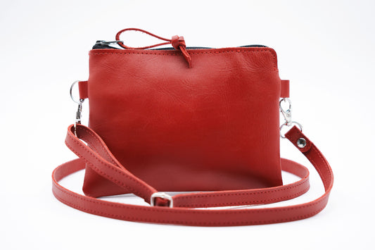 Little Red Leather Purse - Small Crossbody or Shoulder Bag
