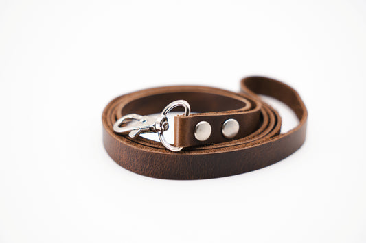 Full-Grain Leather Lanyard for Keys or ID Badges - Chocolate Brown