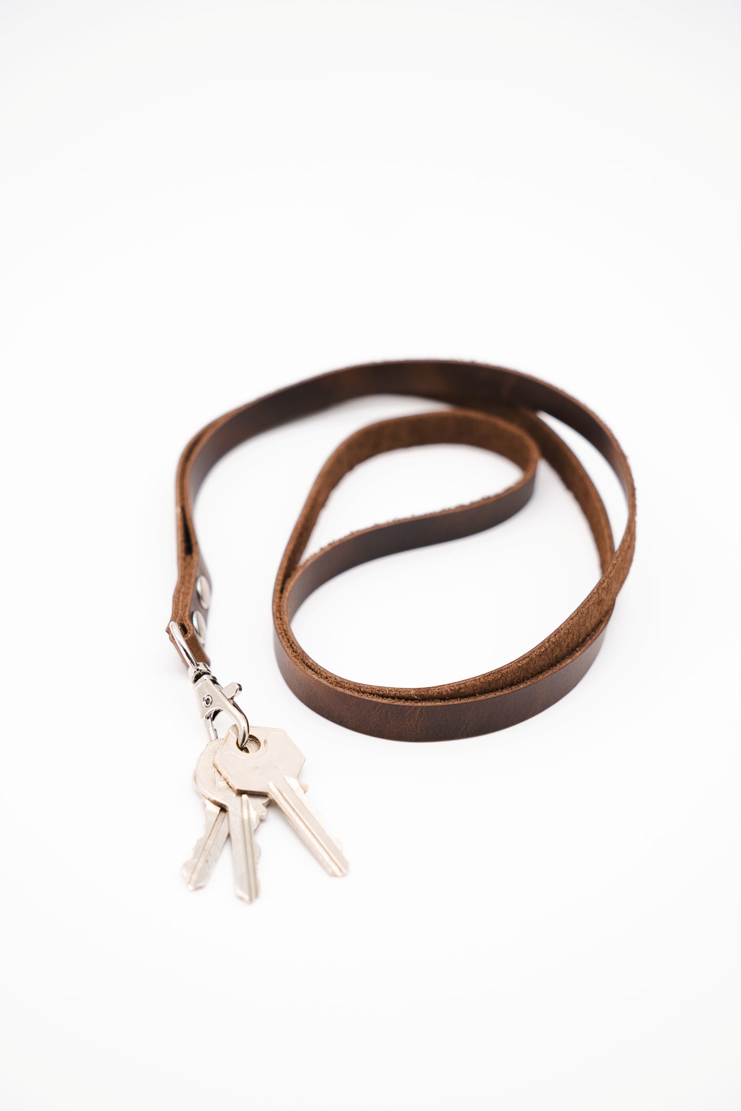 Full-Grain Leather Lanyard for Keys or ID Badges - Chocolate Brown