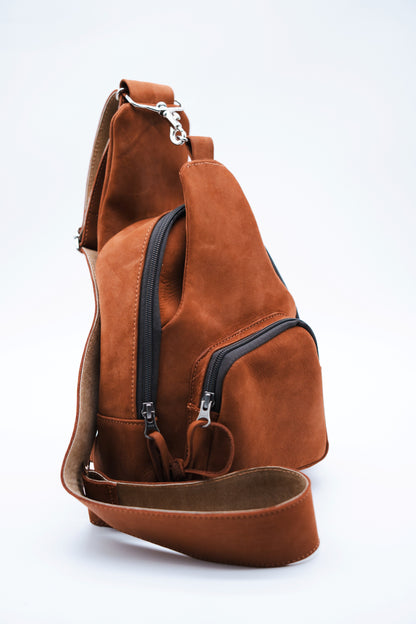 Mahogany Leather Sling Bag / Crossbody Purse