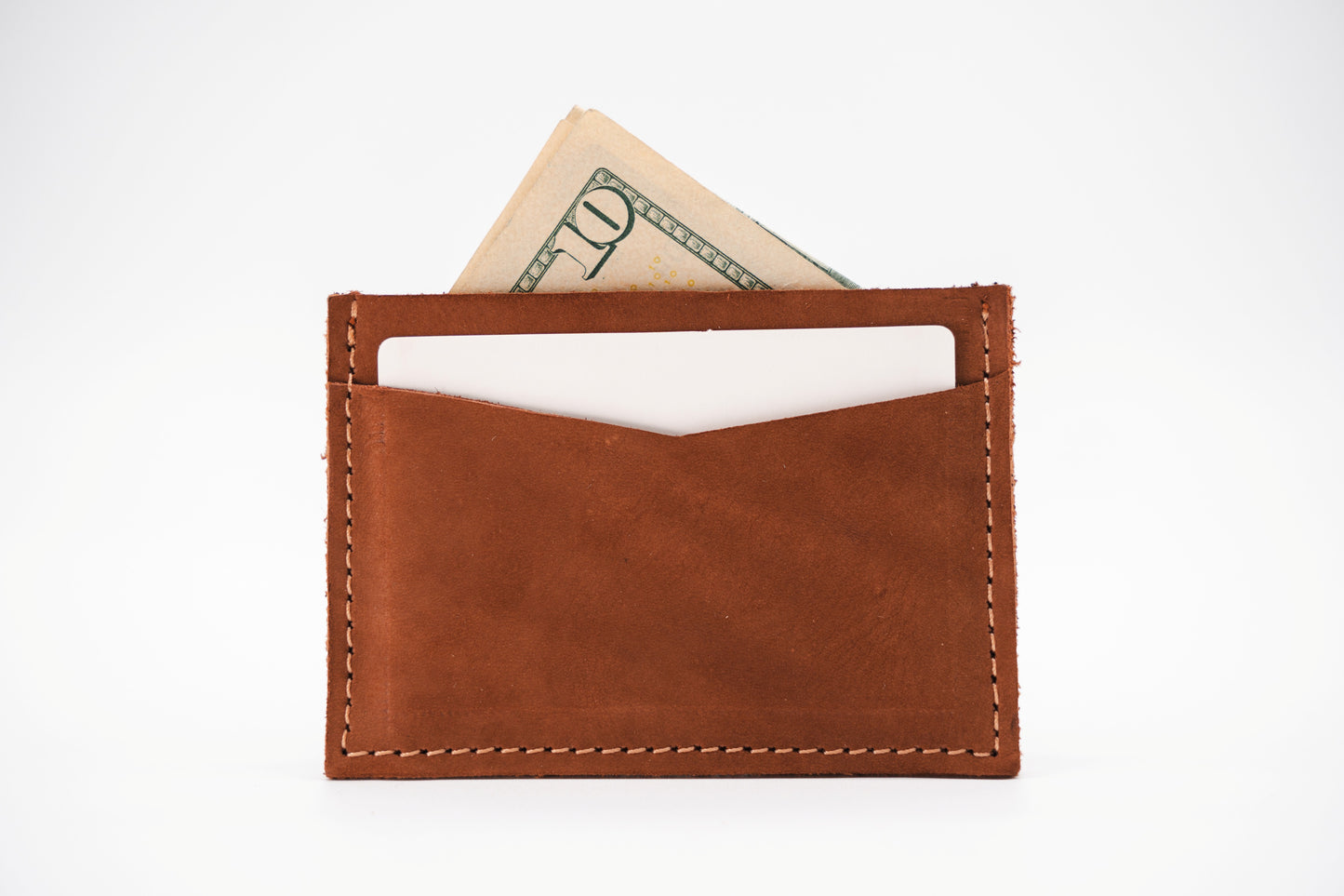 Handmade Leather Card Holder Slim Wallet for Men or Women - Chocolate Brown, Mahogany, or Dark Brown Leather