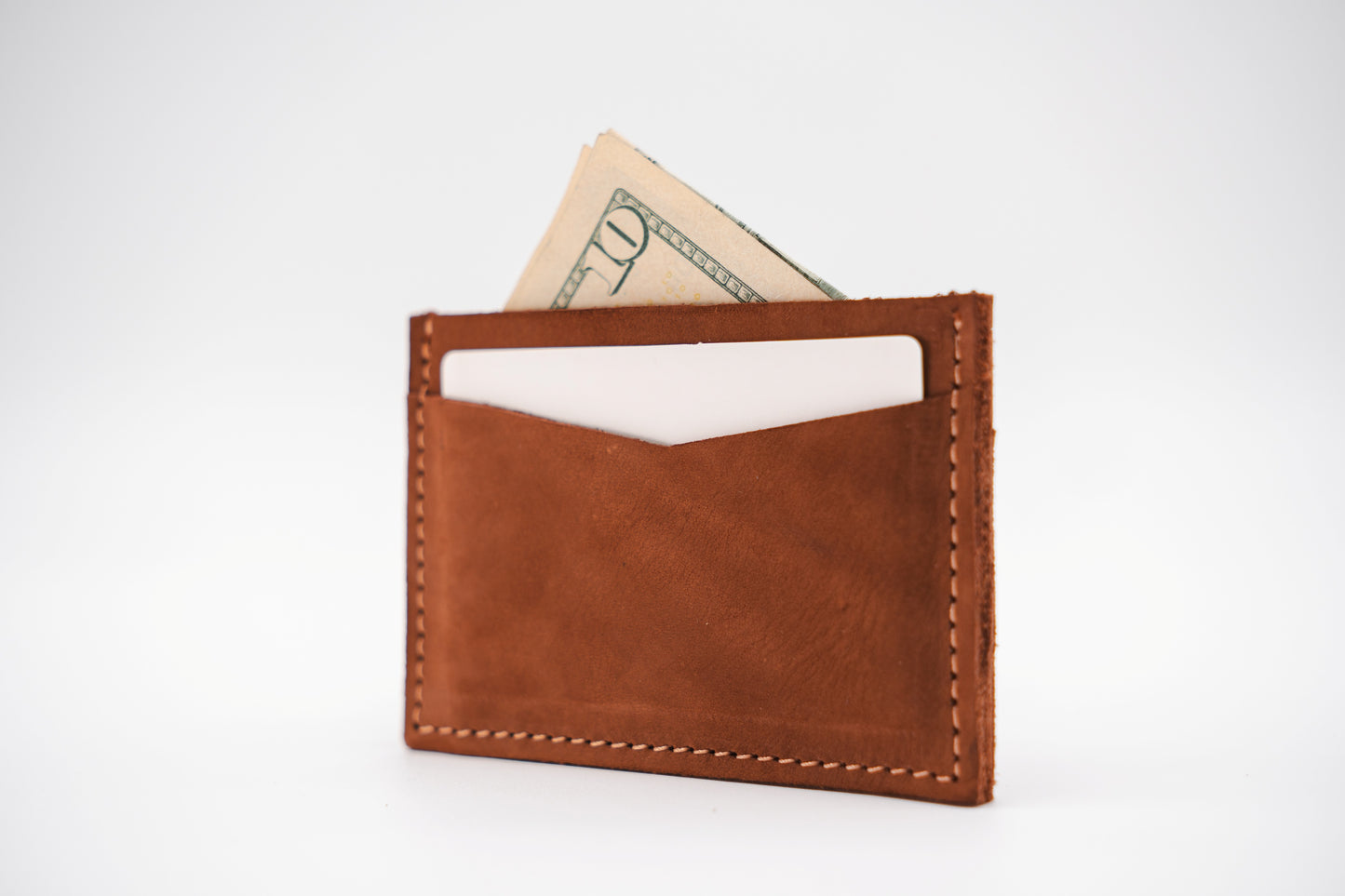 Handmade Leather Card Holder Slim Wallet for Men or Women - Chocolate Brown, Mahogany, or Dark Brown Leather