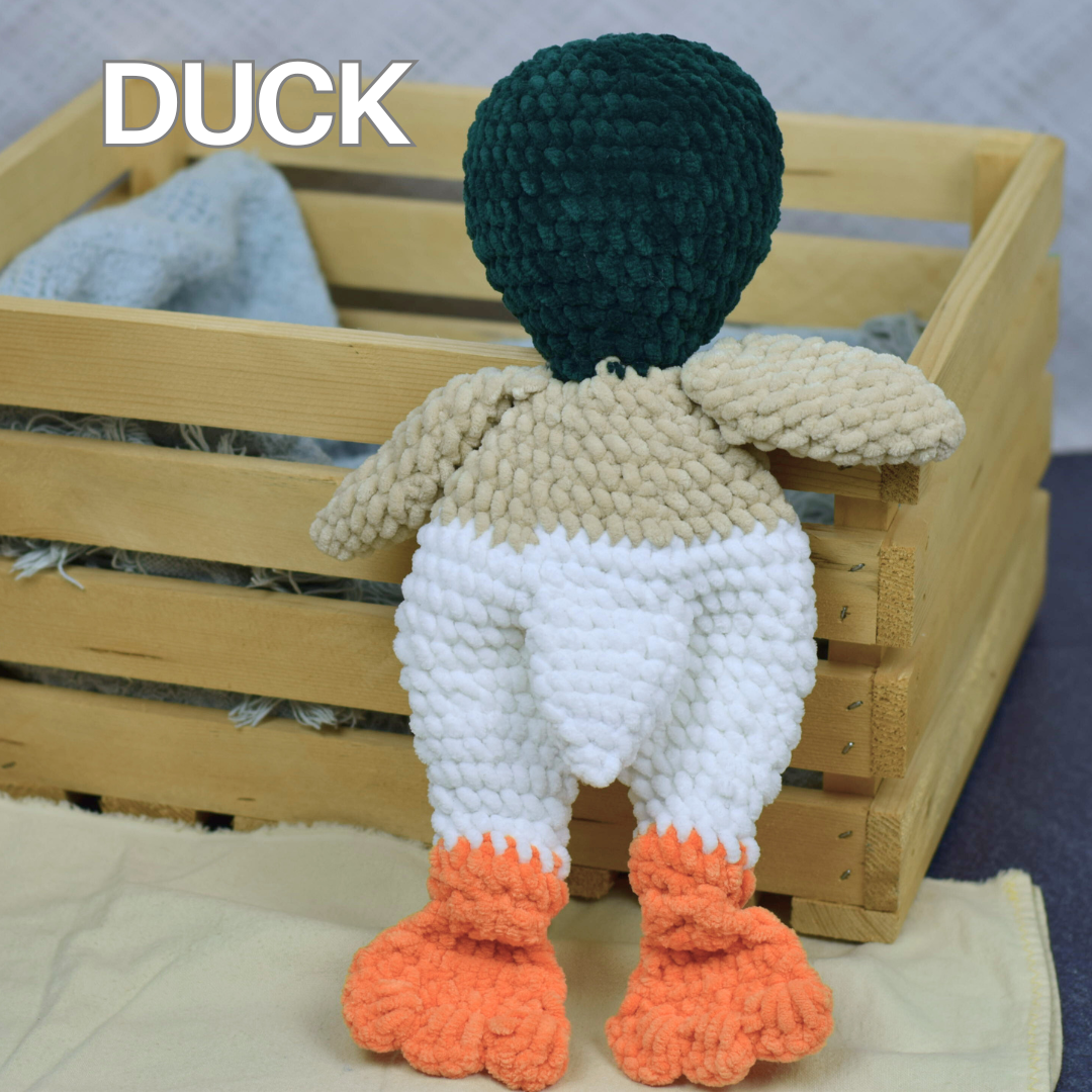Crochet Animal Loveys - Bunny, Duck, Puppy, Dinosaur