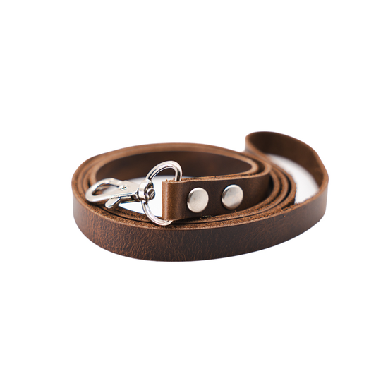 Full-Grain Leather Lanyard for Keys or ID Badges - Chocolate Brown