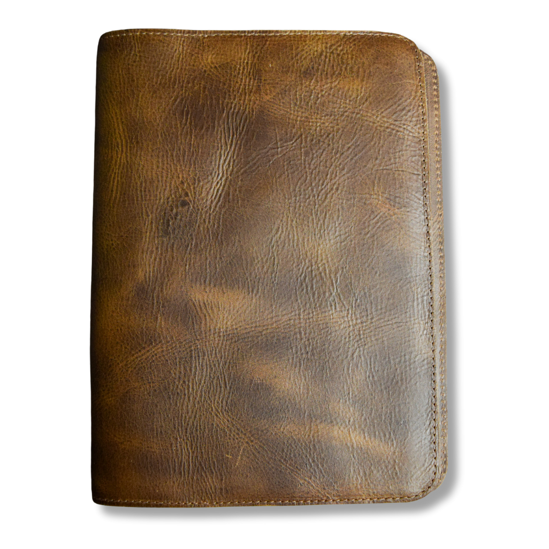 Large Leather Journal  / Notebook Cover with Lined Insert - Grizzly Brown Leather