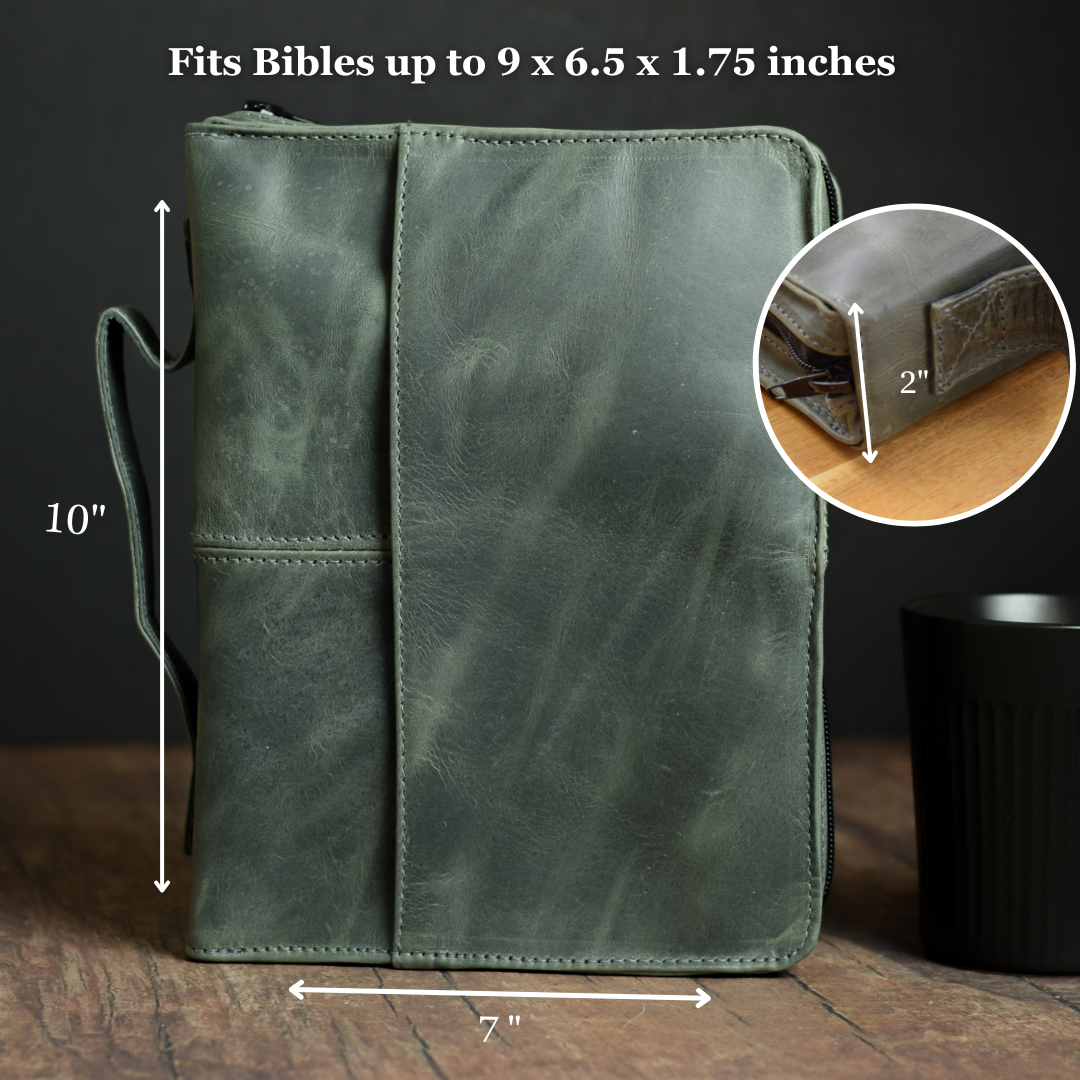 Genuine Leather Gray Bible Case