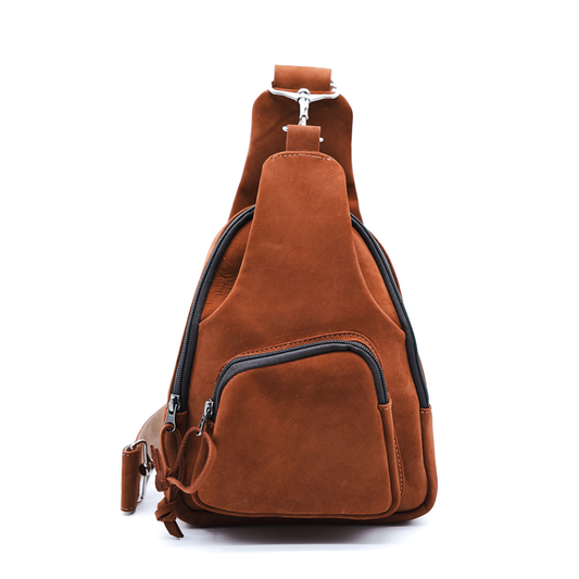 Leather Sling Bag / Crossbody Purse - Mahogany or Chocolate