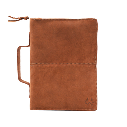 Mahogany Full Grain, Natural Leather Bible Cover / Case with Zipper