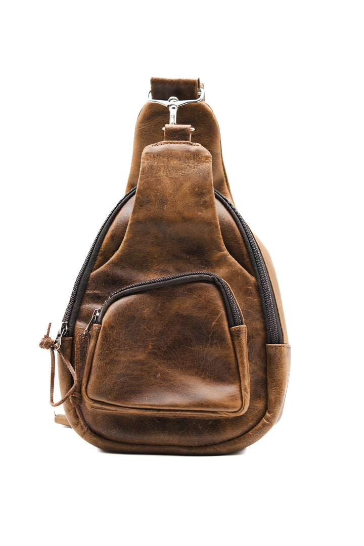 Leather Sling Bag / Crossbody Purse - Mahogany or Chocolate
