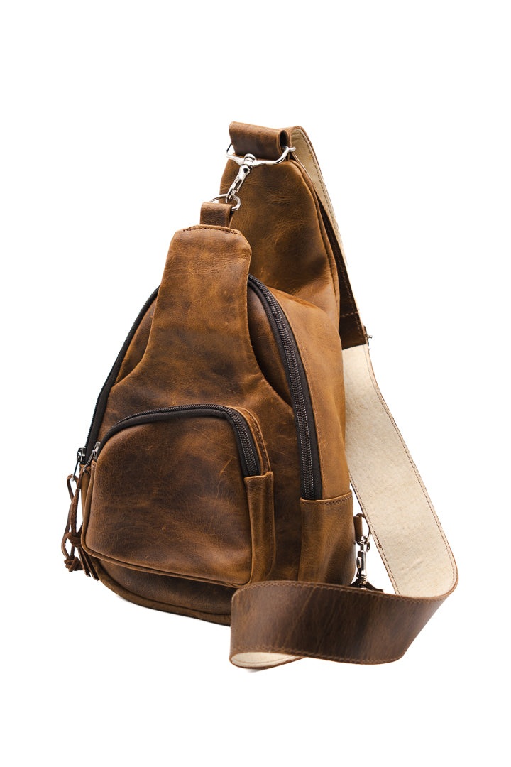 Leather Sling Bag / Crossbody Purse - Mahogany or Chocolate