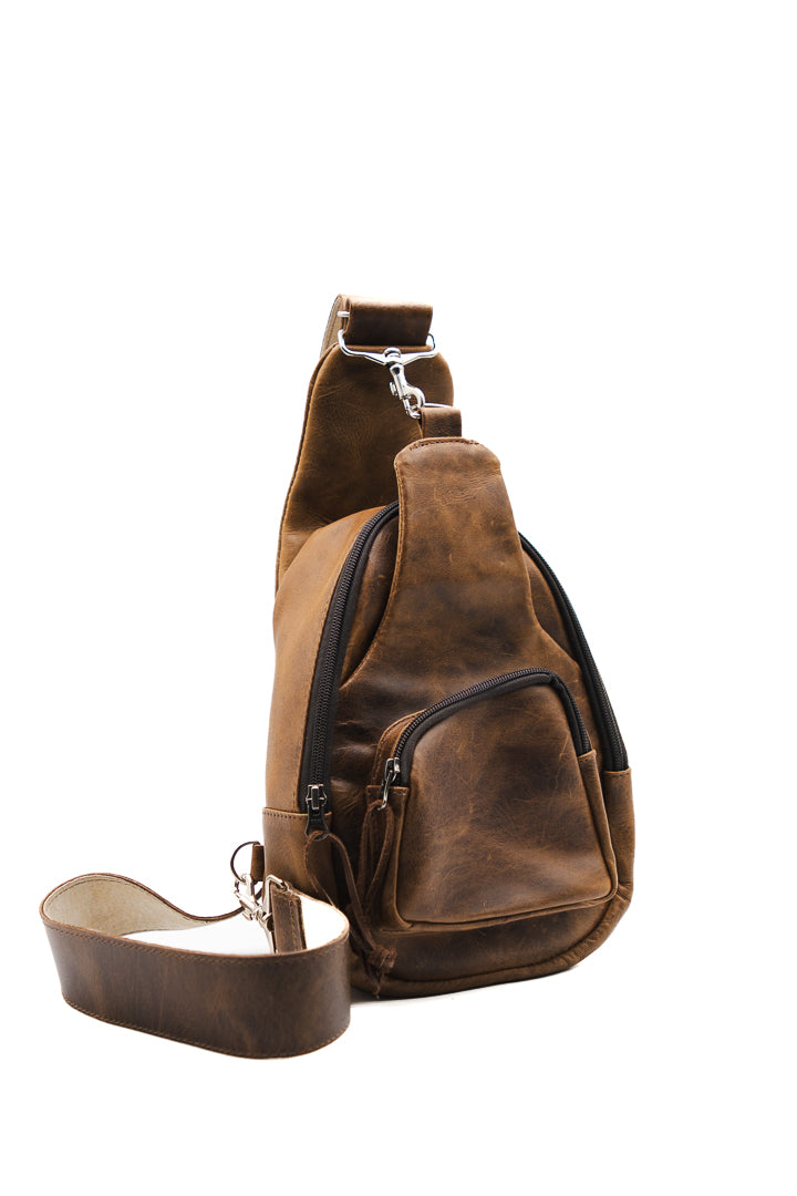 Leather Sling Bag / Crossbody Purse - Mahogany or Chocolate