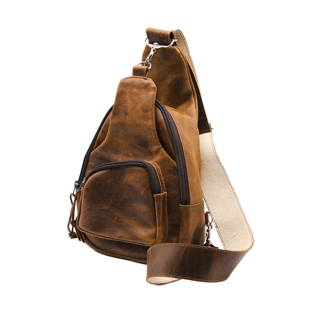 Leather Sling Bag / Crossbody Purse - Mahogany or Chocolate