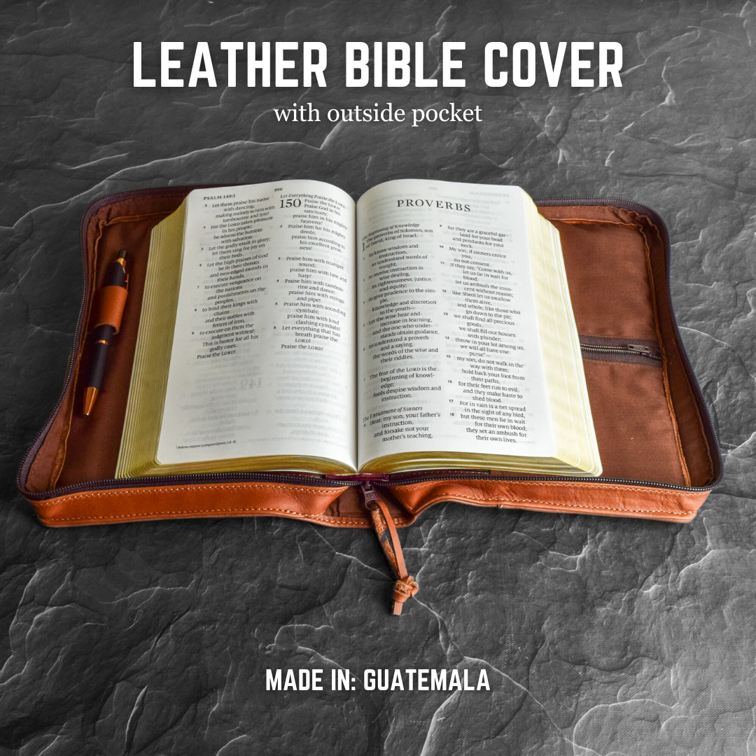 Leather Bible Cover with outside pocket