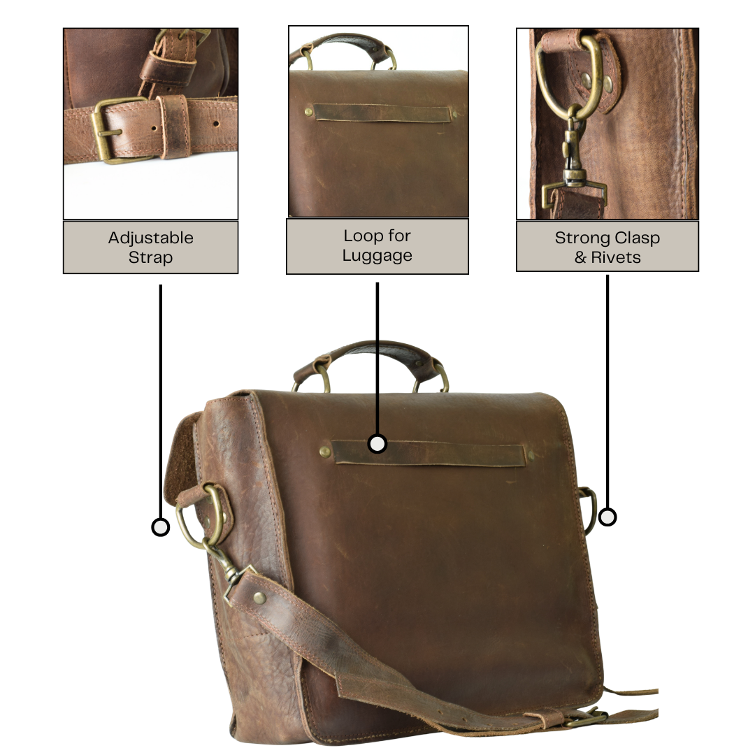 brown leather briefcase