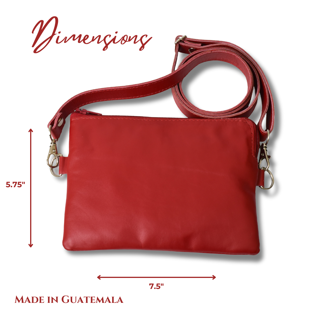 Little Red Leather Purse Small Crossbody or Shoulder Bag