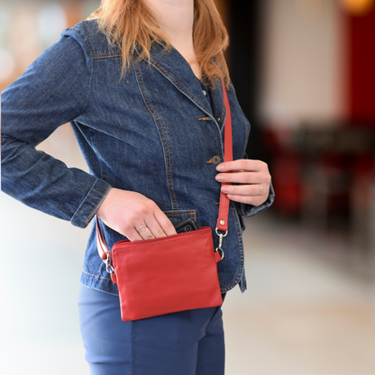 Little Red Leather Purse Small Crossbody or Shoulder Bag