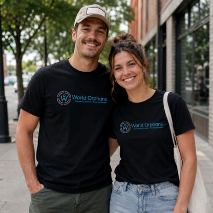 World Orphans Logo T-Shirt — Black, 100% Cotton, Unisex S–3XL