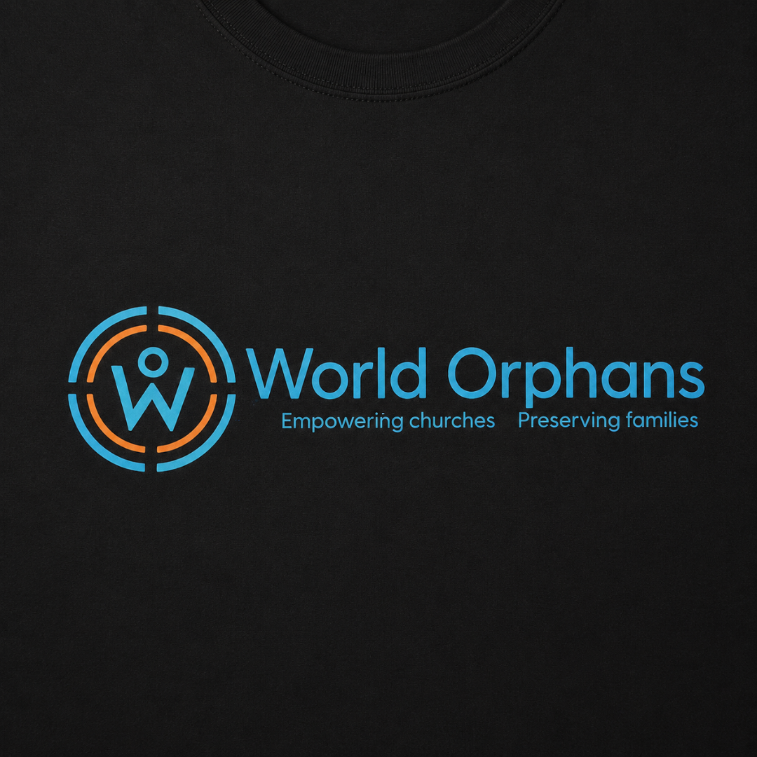 World Orphans Logo T-Shirt — Black, 100% Cotton, Unisex S–3XL